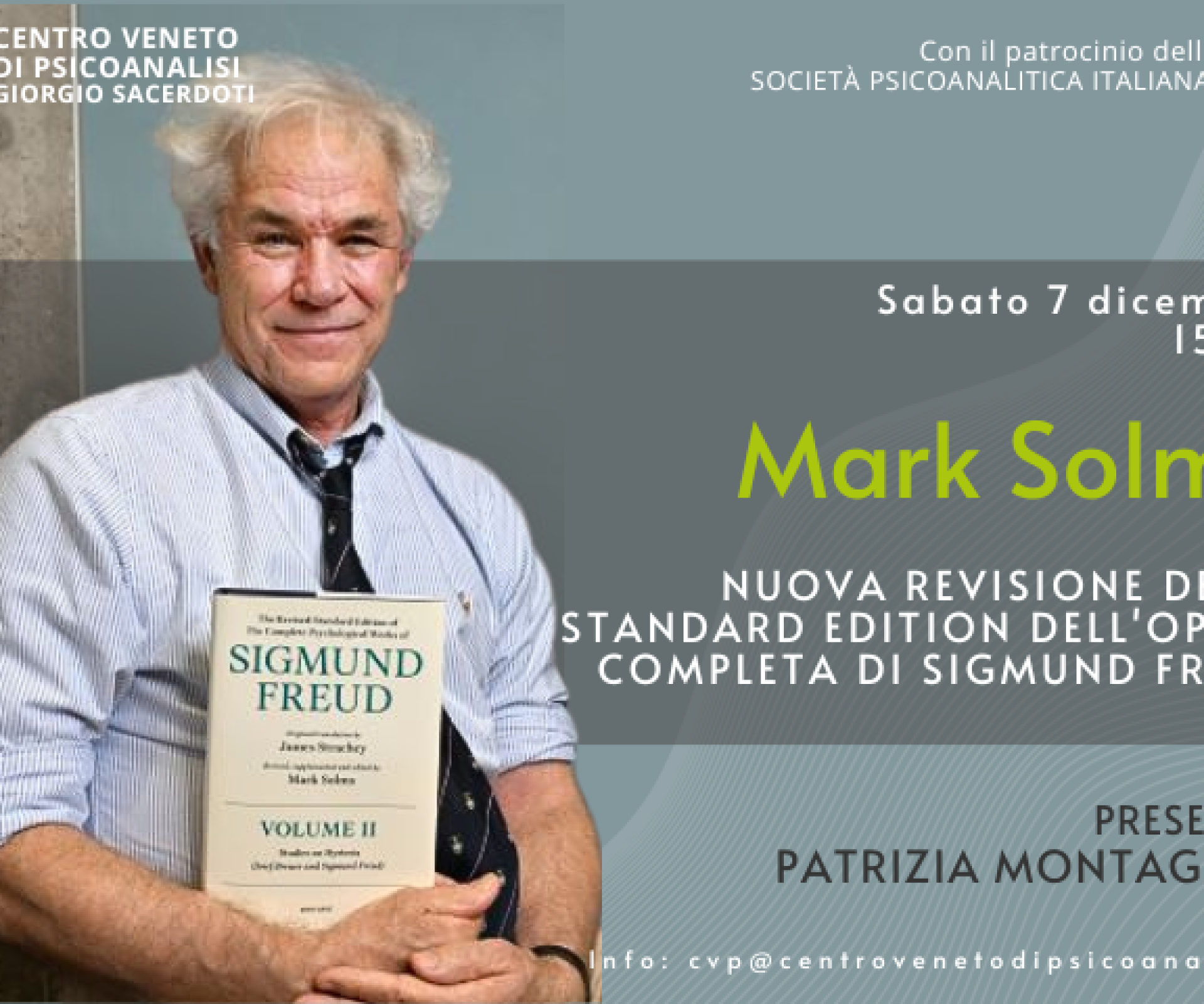 Sabato 7 dicembre 2024, ore 15-17 - Incontro con Mark Solms: La nuova traduzione inglese della Standard Edition di Sigmund Freud