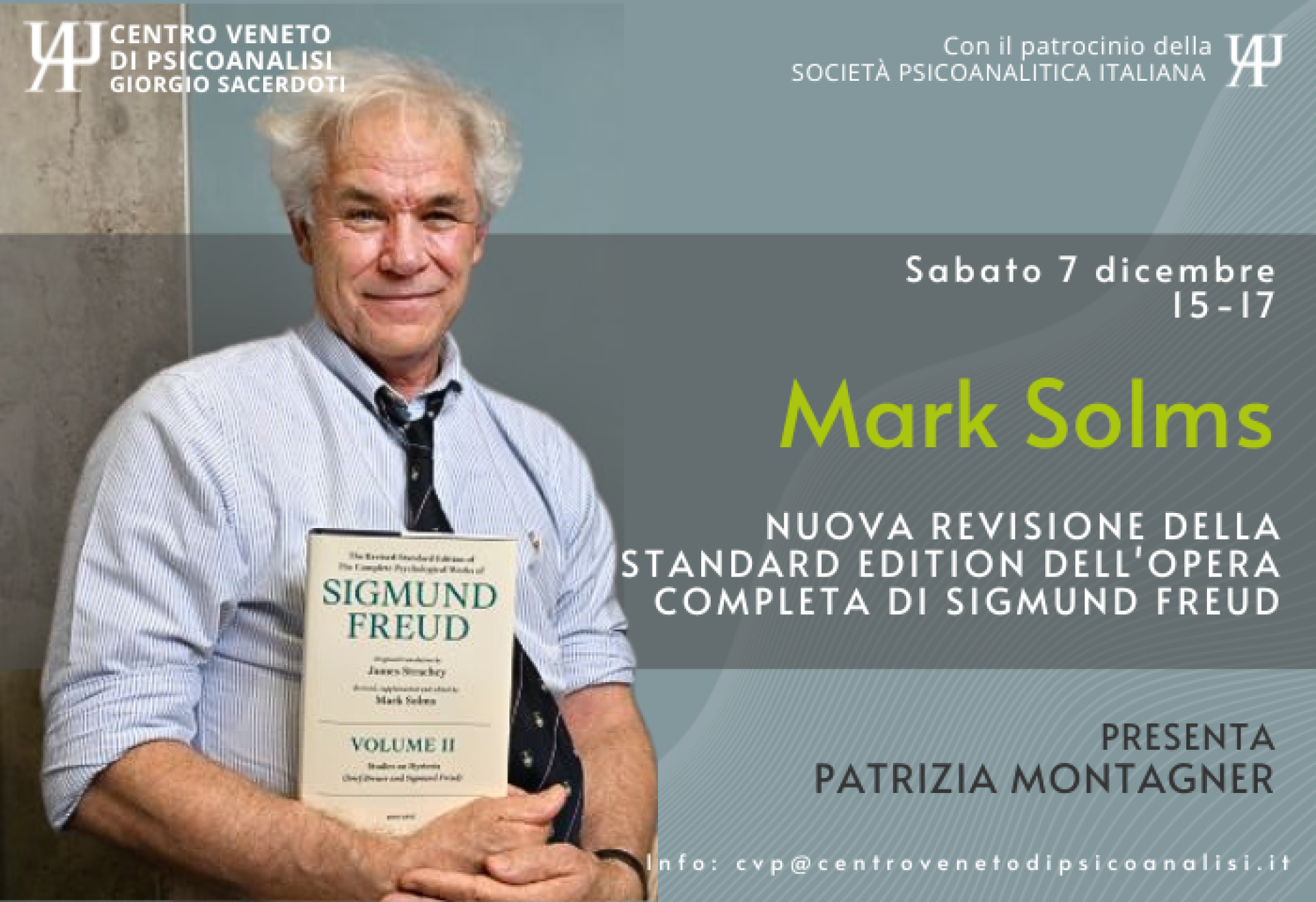 Sabato 7 dicembre 2024, ore 15-17 - Incontro con Mark Solms: La nuova traduzione inglese della Standard Edition di Sigmund Freud